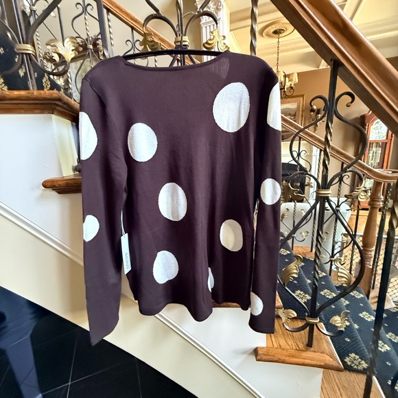 Chico’s NWT Pullover Sweater. Polka Dot Vneck Cocoa Bean.Size 0 polyester/nylon - Picture 8 of 11